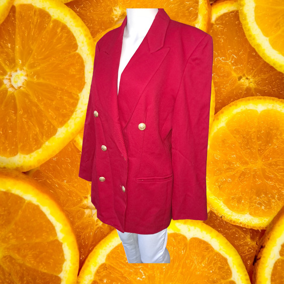 Pendleton Red Wool with Gold Button Double Breasted Blazer - Picture 5 of 6